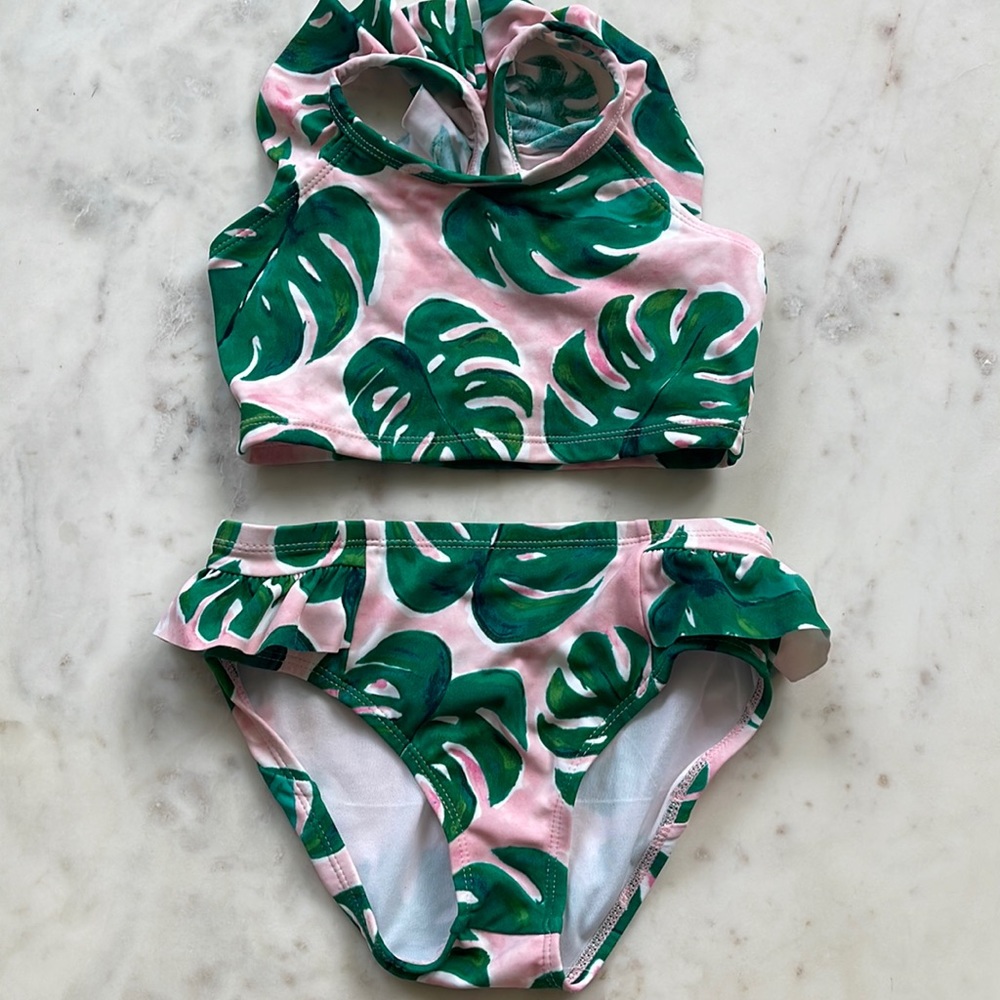 Adorable palm pink swim